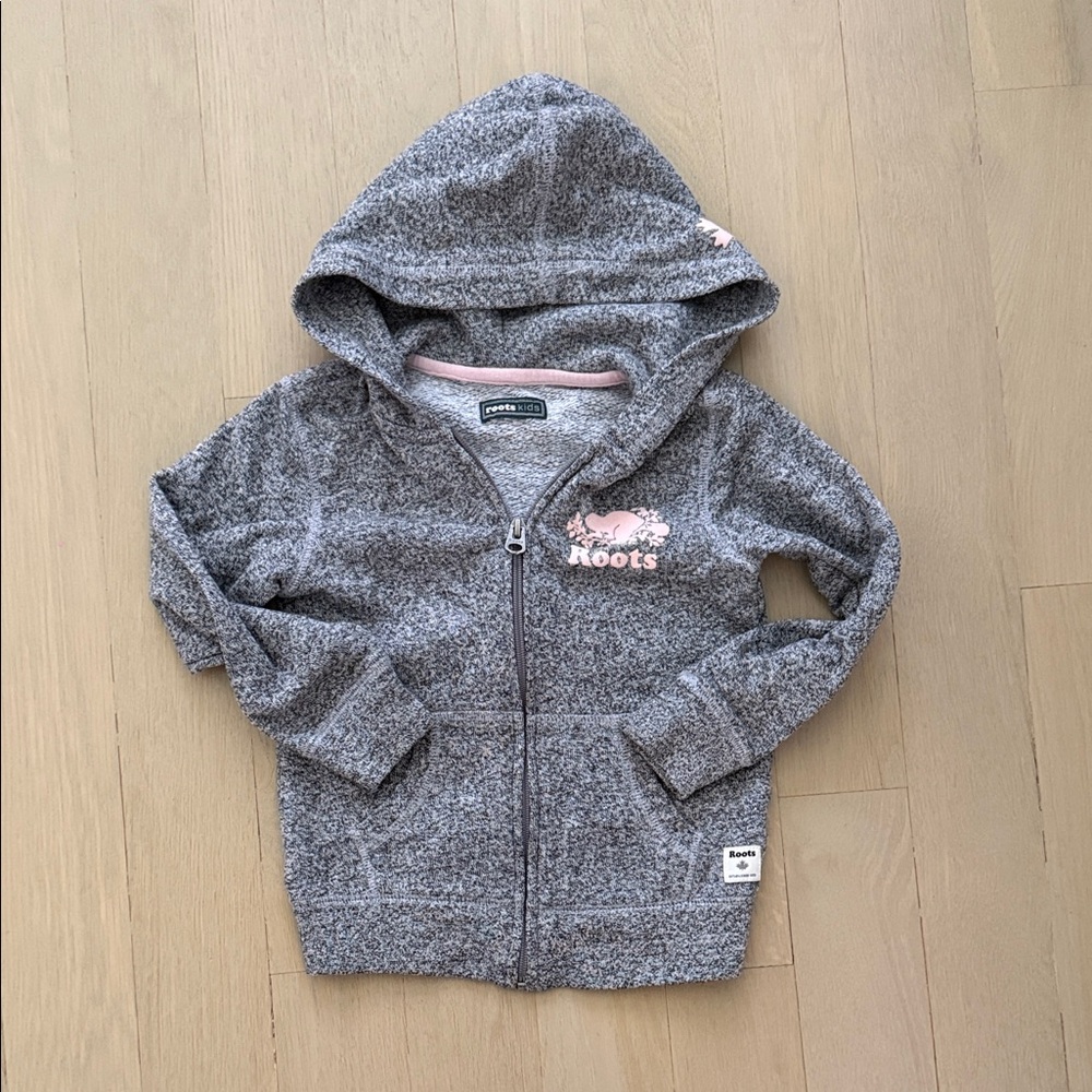 Roots Kids Heather Gray Zip-Up Hoodie